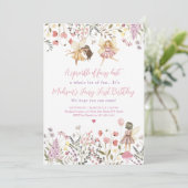 Fairy Garden Boho Wildflower Eerste Verjaardag Kaart (Staand voorkant)