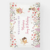 Fairy Garden Boho Wildflower Verjaardag Spandoek (Verticaal)