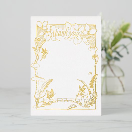 Fairy Garden Dank je Notecard Folie Uitnodiging (Staand Voorkant)