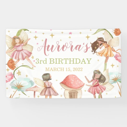 Fairy Garden Princess Magical Birthday Banner  (Horizontaal)