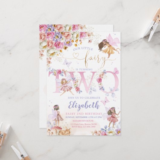 Fairy Garden Verjaardag Fairy Bos Kaart (Voorkant / Achterkant in situ)