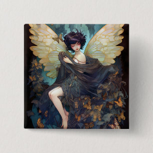 Fairy Girl Fantasy Art Vierkante Button 5,1 Cm