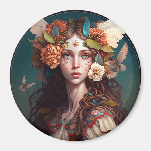 Fairy Girl Imaginaire Art bouton Magnet (Devant)