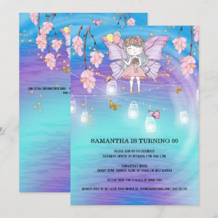 Fairy girl magische verjaardagslichten vlinder kaart