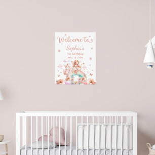 Fairy Girl Rainbow Magical Theepot Verjaardag Poster