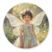Fairy Girl with Butterfly| Fairytale Keramische Knop (Voorkant)