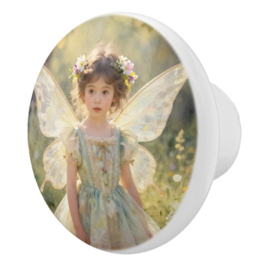 Fairy Girl with Butterfly| Fairytale Keramische Knop (Rechts)