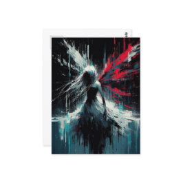 Fairy Glitch Black Red Blue Briefkaart