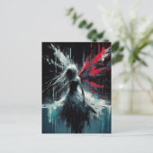 Fairy Glitch Black Red Blue Briefkaart (Staand voorkant)