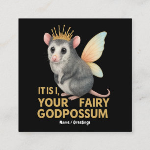 Fairy Godpossum Schattige Opossum met kroon en vle Vierkante Visitekaartje