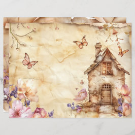 Fairy Home  Rustiek Scrapbook Journal Paper