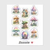 Fairy Houses Scrapbook Junk Journal Sticker Sheet (Feuille)