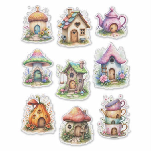 Fairy Houses Style #2 Sticker Sheet (Voorkant)