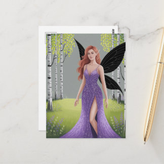 Fairy in a Purple Dress Forest Fantasy Briefkaart