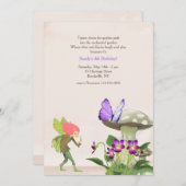 Fairy in de tuin uitnodiging (Voorkant / Achterkant)