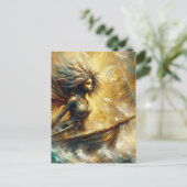 Fairy in een boot briefkaart (Staand voorkant)