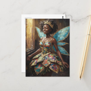 Fairy in een gewatteerde jurk briefkaart
