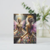 Fairy in een gewatteerde jurk ziet er in spiegel u briefkaart (Staand voorkant)