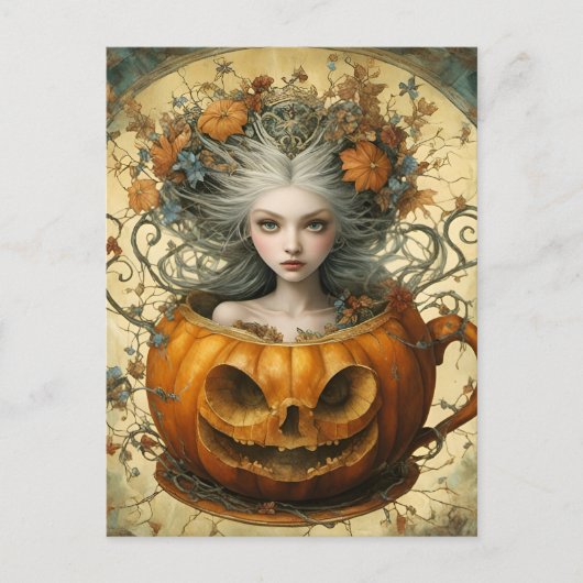 Fairy in een Jack O Lantern Mok Briefkaart (Voorkant)
