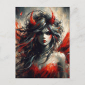 Fairy in een rode jurk briefkaart (Voorkant)