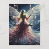 Fairy in een roze jurk op een schommel briefkaart (Voorkant)