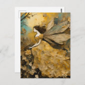 Fairy in het geel briefkaart (Voorkant / Achterkant)