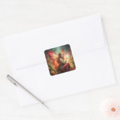 Fairy in het rood vierkante sticker (Envelop)