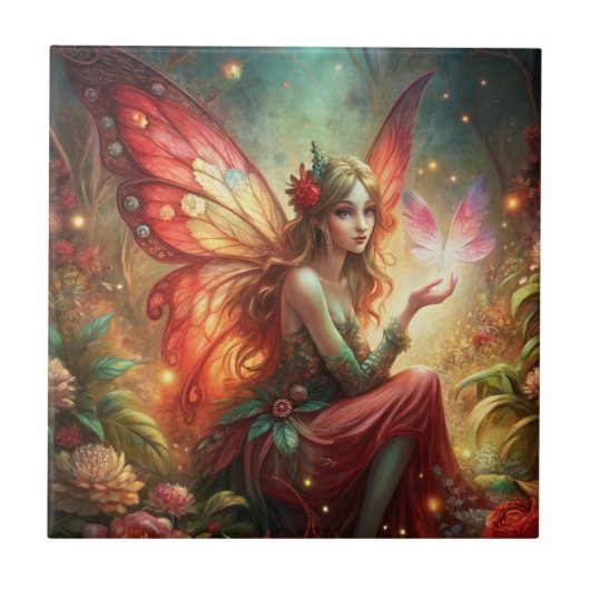 Fairy in red tegeltje (Voorkant)