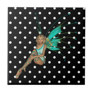 Fairy in Turquoise Polkadots Tegeltje