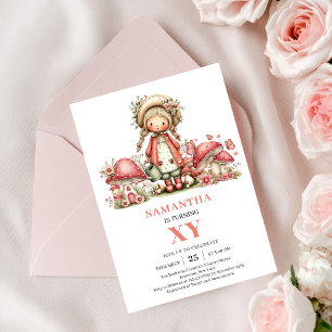 Fairy Invitation Anniversaire 7 Ans Rose Pâle Fant