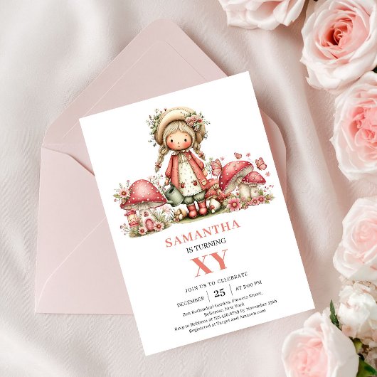 Fairy Invitation Anniversaire 7 Ans Rose Pâle Fant
