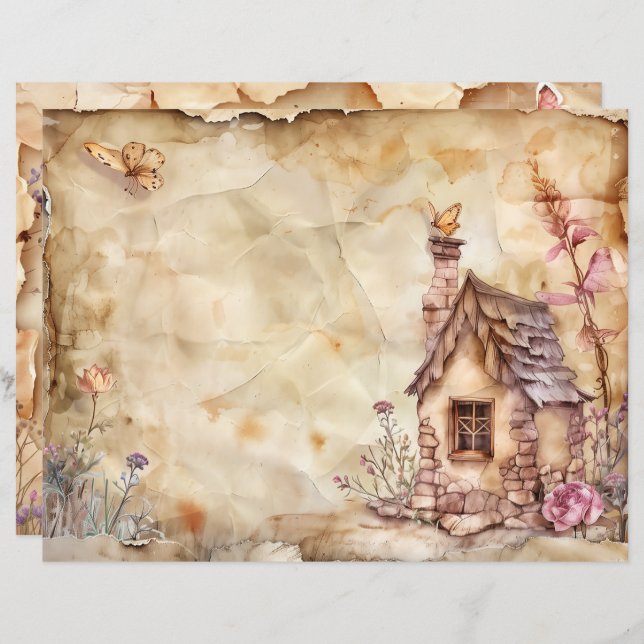 Fairy Junk Journal Scrapbook Papier (Voorkant / Achterkant)