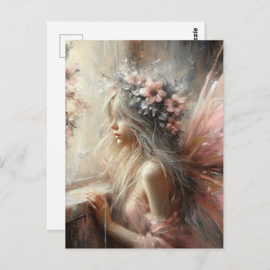 Fairy kijkt uit het raam briefkaart (Voorkant / Achterkant)