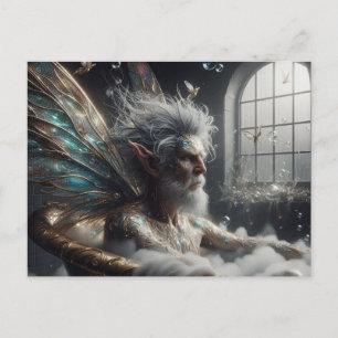 Fairy King neemt een bad in Gold Tub Briefkaart