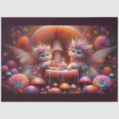 Fairy Kittens Mushroom Tea Fantasy Art Decoupage Tissuepapier (Voorkant)