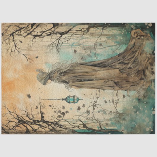 Fairy Land Lente Bos Whimsical Witch No1 Tissuepapier (Voorkant)