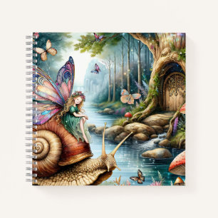  Fairy Land met schattige slak en vlinders Notitieboek