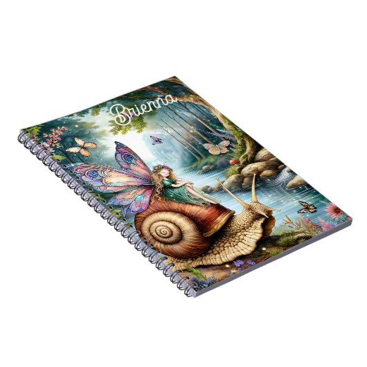 Fairy Land met schattige slak en vlinders Notitieboek (Rechterzijde)
