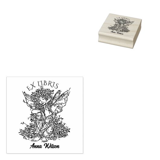 Fairy Library Boek Rubberstempel (Gestempeld)