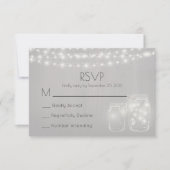 Fairy Lights Et Mason Jars Mariage rustique RSVP (Devant)