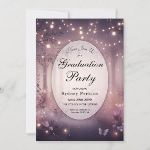 Fairy Lights in Woodland Glow Graduation Party Kaart