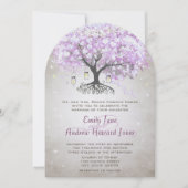 Fairy Lights Mason Jar Lavender Leaf Tree Wedding Kaart (Voorkant)
