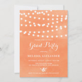 Fairy Lights Orange Graduation Party Invitation (Devant)