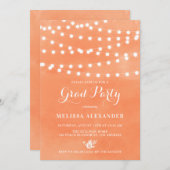 Fairy Lights Orange Graduation Party Invitation (Devant / Derrière)