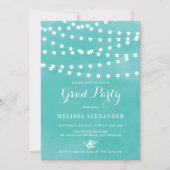 Fairy Lights Turquoise Graduation Party Invitation (Devant)