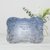 Fairy Lights Whimsy Blue Birthday Party Invitation (Debout devant)