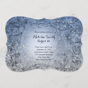 Fairy Lights Whimsy Blue verjaardagsfeest uitnodig Kaart