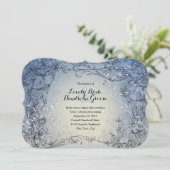 Fairy Lights Whimy Blue Faire-part de mariage (Debout devant)