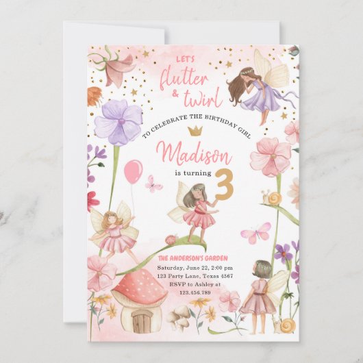 Fairy Magical Forest Garden Girl Fairy Birthday in Kaart (Voorkant)