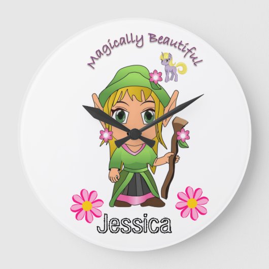 Fairy Magically Beauful Floral Clock Grote Klok (Voorkant)